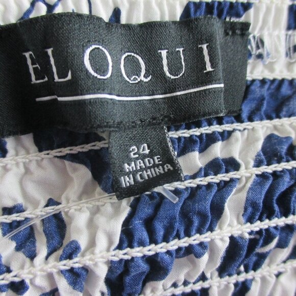 Eloquii Crop Top Tie Shoulder Floral Printed Blue & White Size 24 Summer Fun - Picture 10 of 10